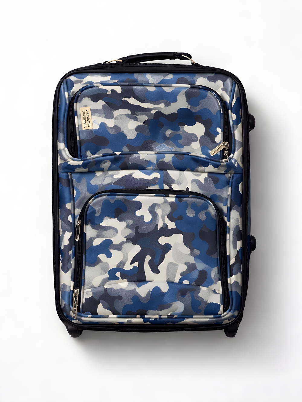 Fabric rolling luggage, Pioneer Express Med carry-on suitcase in blue camouflage